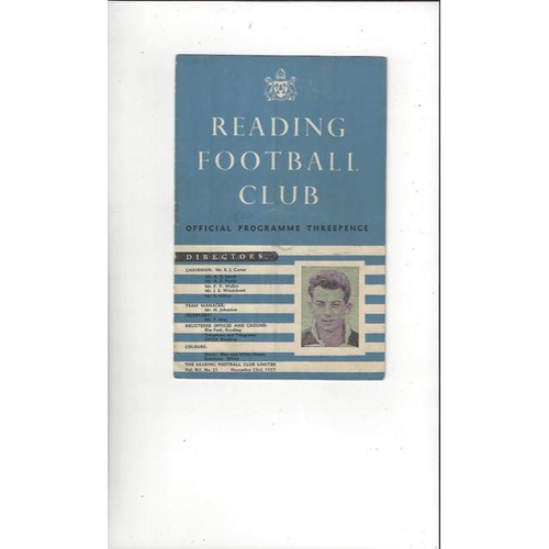 1957/58 Reading v Exeter City Football Programme