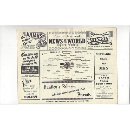 1957/58 Reading v Exeter City Football Programme