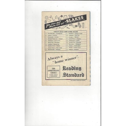 1957/58 Reading v Exeter City Football Programme