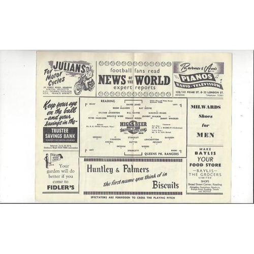 1957/58 Reading v Queens Park Rangers Football Programme