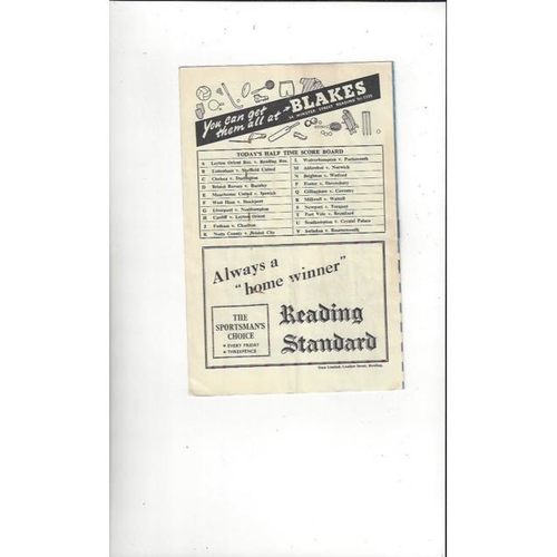 1957/58 Reading v Queens Park Rangers Football Programme