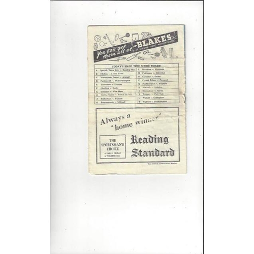 1957/58 Reading v Southend United Football Programme