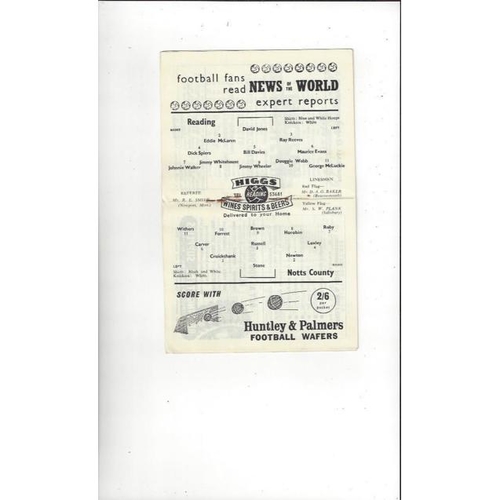 1958/59 Reading v Notts County Football Programme