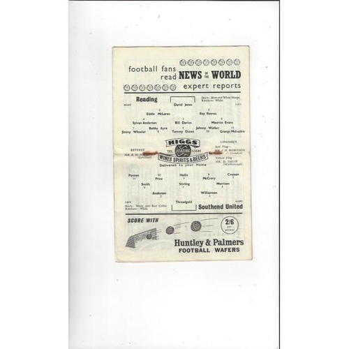 1958/59 Reading v Southend United Football Programme