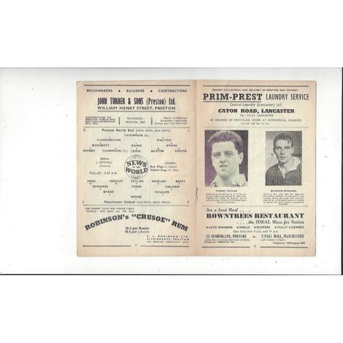 1955/56 Preston v Manchester United Football Programme
