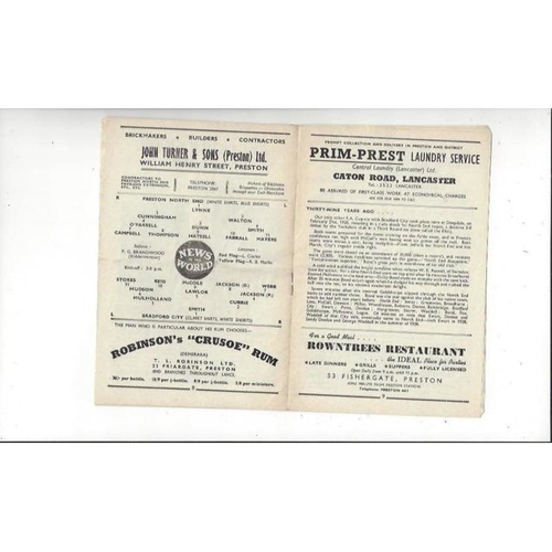 1958/59 Preston v Bradford City FA Cup Football Programme