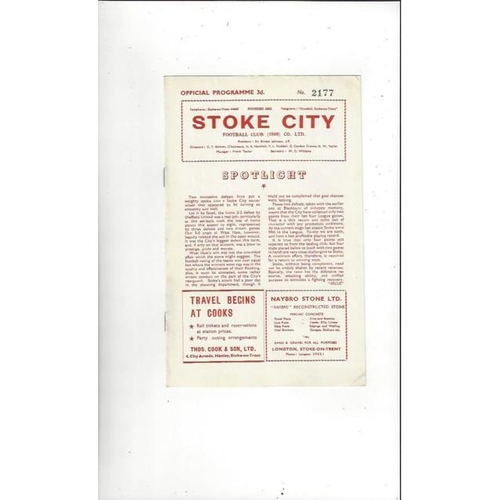 1957/58 Stoke City v Barnsley Football Programme
