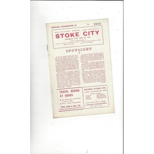 1957/58 Stoke City v Charlton Athletic Football Programme