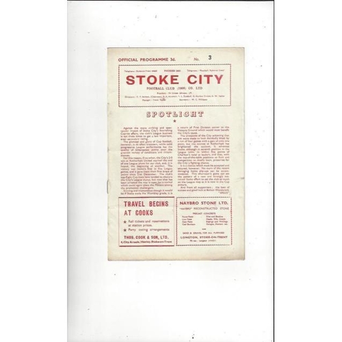 1957/58 Stoke City v Huddersfield Town Football Programme