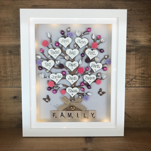 Large LED “ floral “  family tree frame