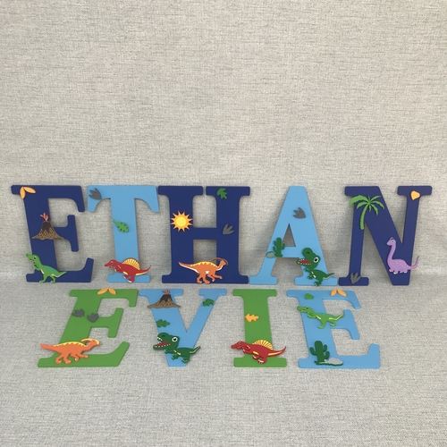 Personalised Dinosaur Name Letters – Kids Bedroom & Nursery Wall Decor
