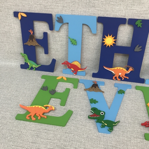 Personalised Dinosaur Name Letters – Kids Bedroom & Nursery Wall Decor