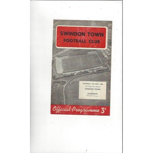 1958/59 Swindon Town v Aldershot FA Cup Football Programme