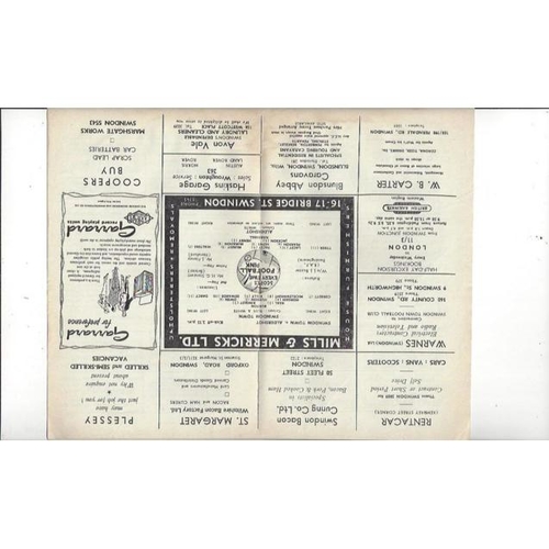 1958/59 Swindon Town v Aldershot FA Cup Football Programme