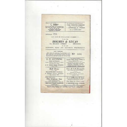 1958/59 Swindon Town v Aldershot FA Cup Football Programme