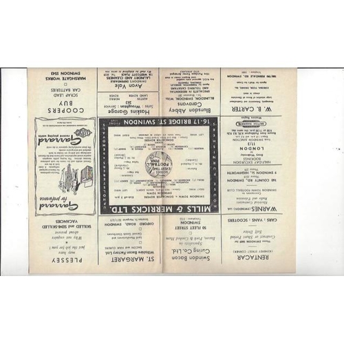 1958/59 Swindon Town v Doncaster Rovers Football Programme