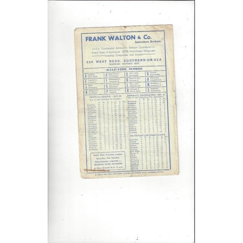 1958/59 Southend United v Doncaster Rovers Football Programme