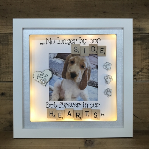 LED “ no longer by our side “ pet memorial frame
