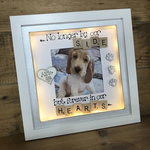 LED “ no longer by our side “ pet memorial frame