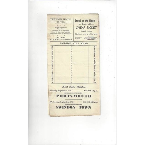 1951/52 Southampton v Doncaster Rovers Football Programme