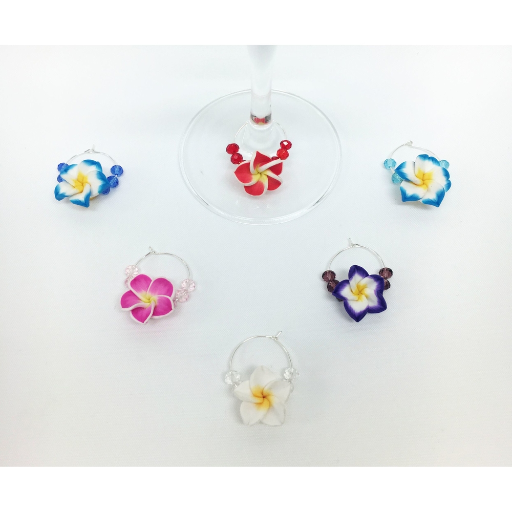Set of 6 Flower Wine Glass Charms