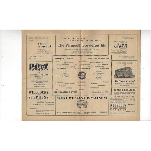 1959/60 Torquay United v Doncaster Rovers Football Programme