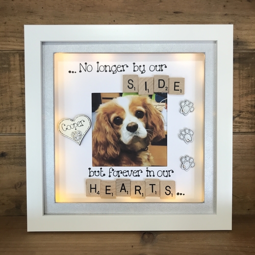 LED “ no longer by our side “ pet memorial frame