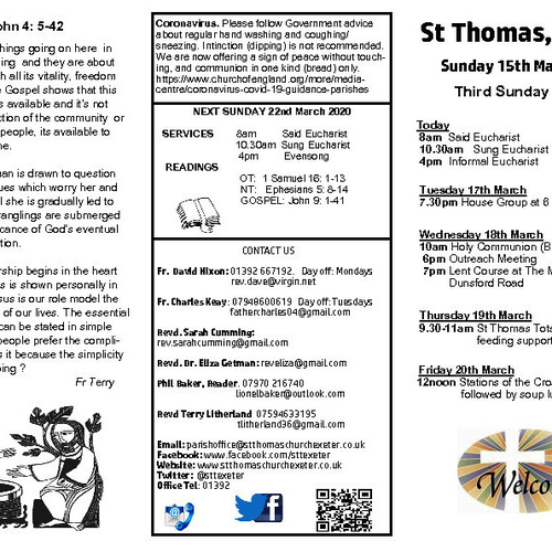 Pew Sheet | The Parish of St Thomas, Exeter