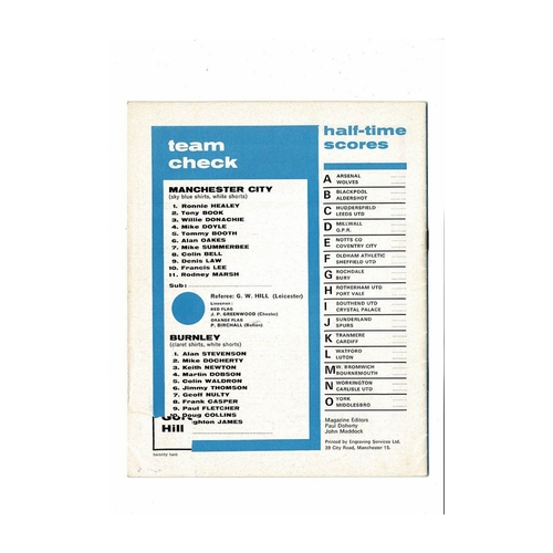 1973 Manchester City v Burnley Charity Shield Football Programme