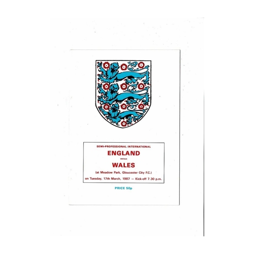 Amateur International Football Programmes