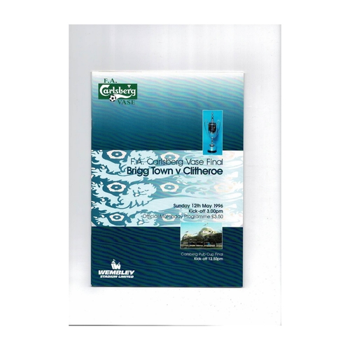 1996 Brigg Town v Clitheroe FA Vase Final Football Programme, Ticket, Team Sheet, Stat Sheet