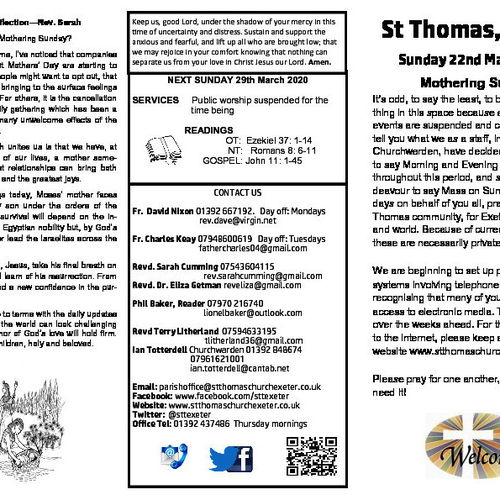 Pew Sheet | The Parish of St Thomas, Exeter