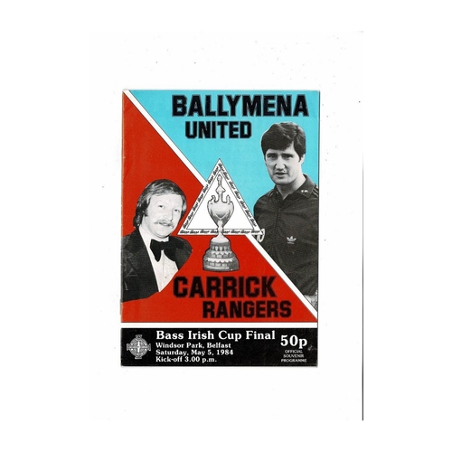 1984 Ballymena United v Carrick Rangers Irish Cup Final Football Programme