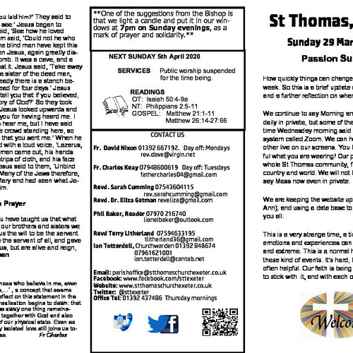 Pew Sheet | The Parish of St Thomas, Exeter