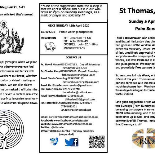 Pew Sheet | The Parish of St Thomas, Exeter