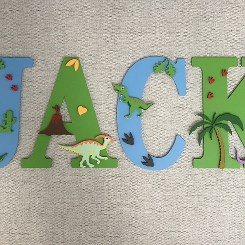 Personalised Dinosaur Name Letters – Kids Bedroom & Nursery Wall Decor