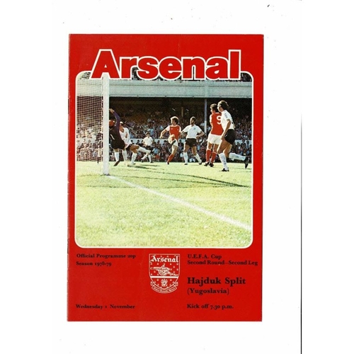 Arsenal v Hajduk Split UEFA Cup Football Programme 1978/79