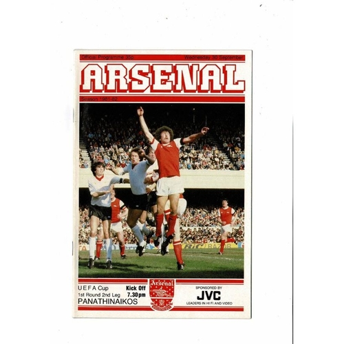 Arsenal v Panathinaikos UEFA Cup Football Programme 1981/82