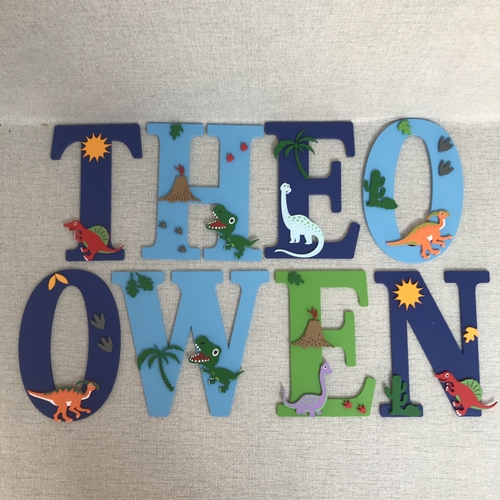 Personalised Dinosaur Name Letters – Kids Bedroom & Nursery Wall Decor