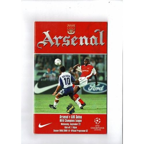 Arsenal v Solna Champions League Football Programme 1999/00