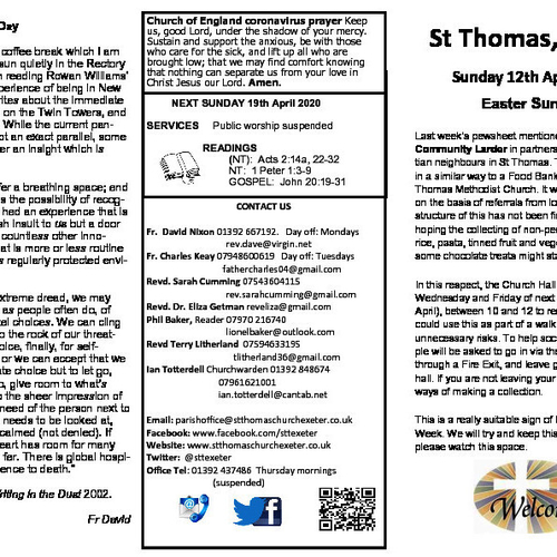 Pew Sheet | The Parish of St Thomas, Exeter