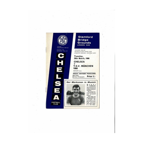 Chelsea v TSV Munich Fairs Cup Football Programme 1965/66