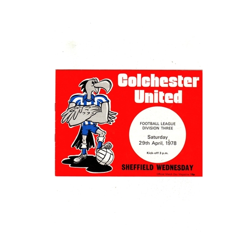 Colchester United Home Football Programmes