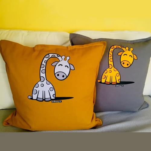 'Grey Sleepy Giraffe' Cushion