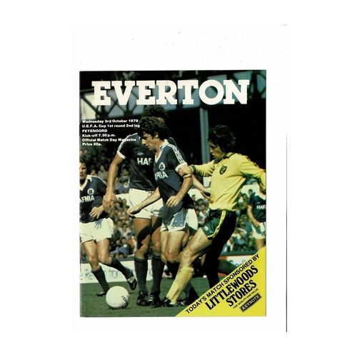 Everton v Feyenoord UEFA Cup Football Programme 1979/80