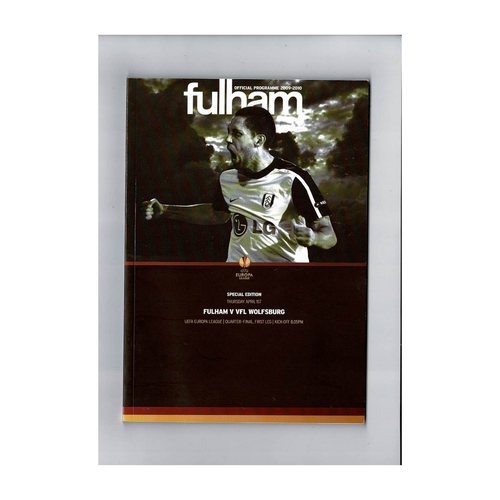 Fulham v Wolfsburg Europe League Football Programme 2009/10