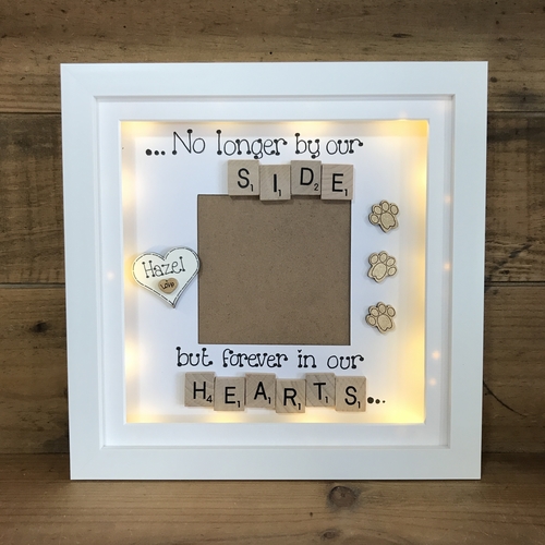 LED “ no longer by our side “ pet memorial frame