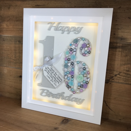 LED Happy 16 th birthday frame
