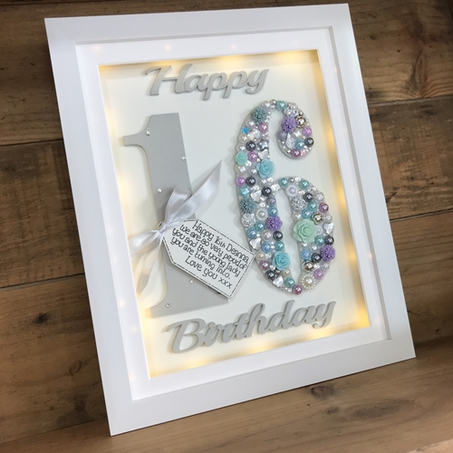 LED Happy 16 th birthday frame