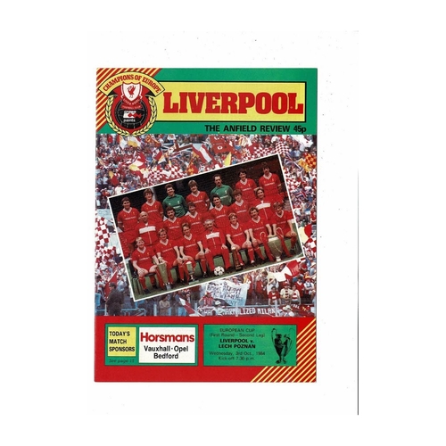 Liverpool v Lech Poznan European Cup Football Programme 1984/85